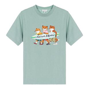 MAISON KITSUNE 春夏男士狐狸图案圆领短袖T恤银泰百货301574