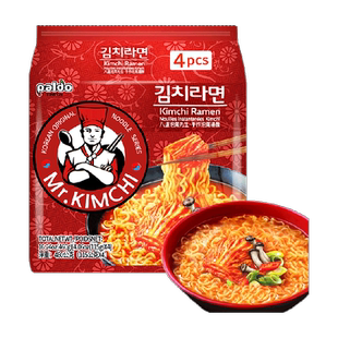 韩国进口PALDO/八道泡菜先生汤面115g*4袋方便面手作泡菜拉面煮面
