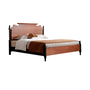 广巢爱德华实木床美式复古双人床1米8主卧高端大气床中古风床A