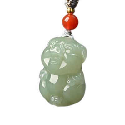 和田玉十二生肖玉石猪吊坠立体