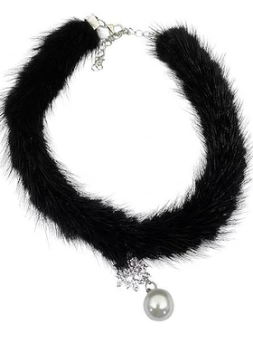 秋冬雪花珍珠毛绒choker贴颈项链