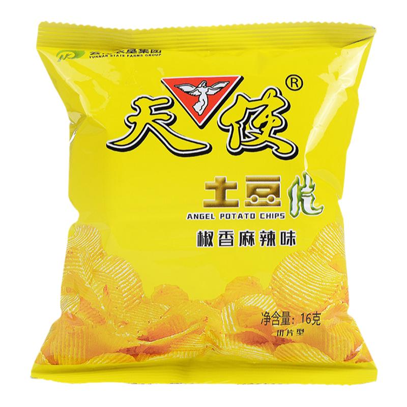 天使牌椒香麻辣味薯片土豆片108克8090后怀旧热销零食五袋包邮