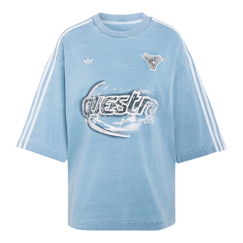 adidas三叶草棉质牛仔短袖T恤