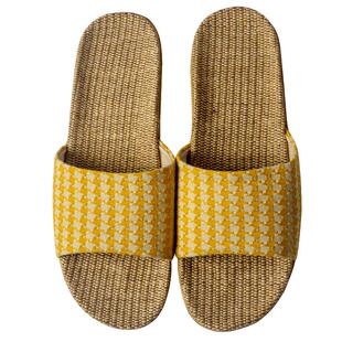 亚麻拖鞋女夏季2025新款家居情侣室内软底防滑格子布凉拖鞋男夏天