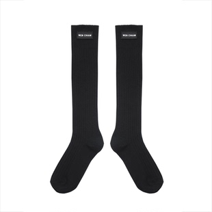 WENCIHAM22aw初秋黑色机能风黑标长筒小腿过膝中筒袜子男女ins潮