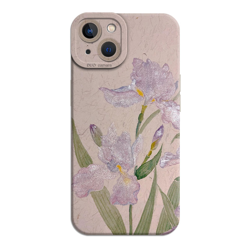 适用苹果16手机壳iPhone13promax鸢尾花17/15国风12新中式mini古风14plus妈妈11新款x老年人xs中年xr女8硅胶7