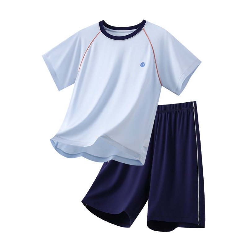 a类儿童睡衣兰精莫代尔空调服春夏薄款男童家居服中大童短袖套装