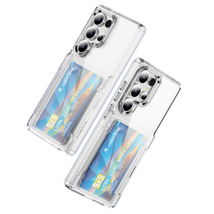 透明卡套支架适用三星S25ultra手机壳新款带卡包s24+插卡装卡s23plus放卡片全包防摔s22透明高级galaxy保护套