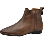 Artmu阿木原创复古尖头短靴女平底加绒2025新款单靴真皮棕色靴子