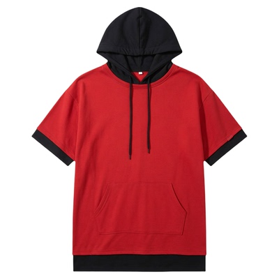 Hooded Colorblock Casual Loose Short Sleeves连帽休闲宽松短袖