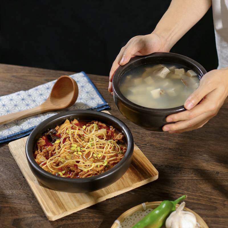 韩式石锅拌饭鸡蛋盘耐高温可干烧陶瓷锅烤箱家用商用锅米村拌饭锅