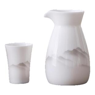 15ml水墨山水白酒酒杯酒具分酒器羊脂烈酒酒杯酒壶一口杯小酒杯