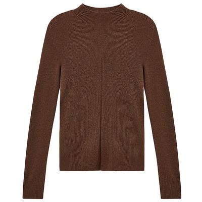 秋水伊人羊毛半高领套头毛针织衫