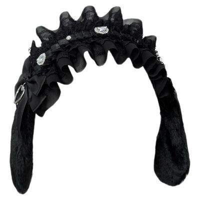 1Gangster Inn原创蝴蝶结水钻日系发饰发带兔耳蕾丝头饰水色lo娘