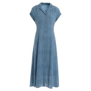 乔万尼商场夏季新品桑蚕丝连衣裙好看流行女雾霾蓝真丝裙ES2E188