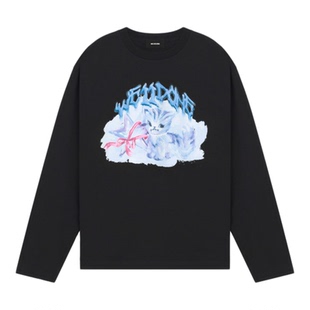 WE11DONE25秋冬男女同款项链猫咪印花T恤复古印花街头风