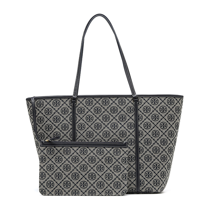 【自营】Tory Burch/汤丽柏琦女士LOGO提花手提单肩包托特购物袋