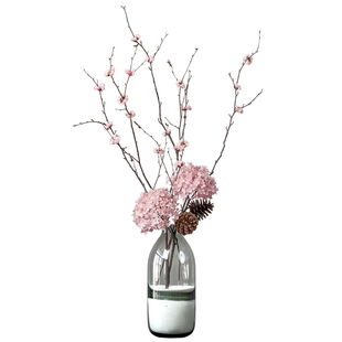 樱花永生花绣球干花花束家居摆设真花长枝客厅落地带花瓶北欧套装