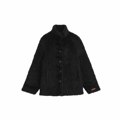 SPEAR YOUTH“燕麦黑巧”立领宽松圈圈毛羊羔毛上衣加厚大衣外套