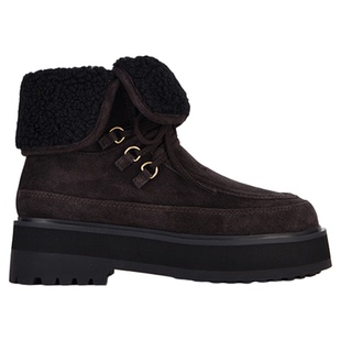 Flattered Fairy女士牛皮加绒厚底雪地靴系带马丁靴两穿棉鞋新品