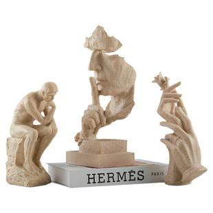 沉默是金抽象艺术工艺品创意人物雕塑摆件办公室客厅酒柜子装饰品