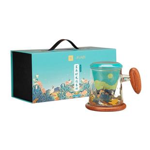 上新了故宫中式御花园玻璃泡茶杯茶漏茶水分离办公杯文创生日礼物