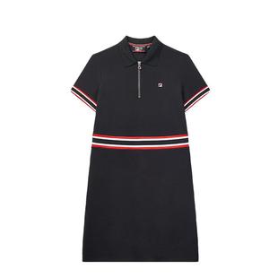 FILA斐乐女子运动连衣裙春夏时尚潮流针织POLO翻领修身女运动长裙