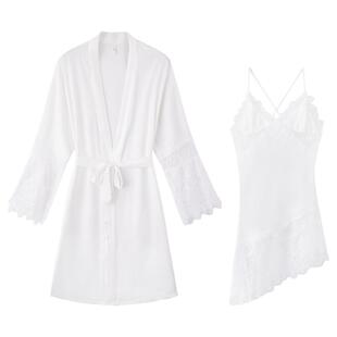 性感红色睡衣纯欲风女士吊带冰丝睡裙春装夏季蕾丝睡袍丝绸带胸垫