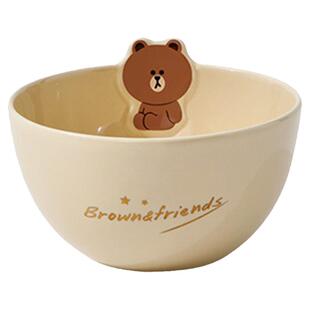LINE FRIENDS布朗熊陶瓷碗盘碟礼盒套装家用可爱餐具饭碗餐盘汤勺