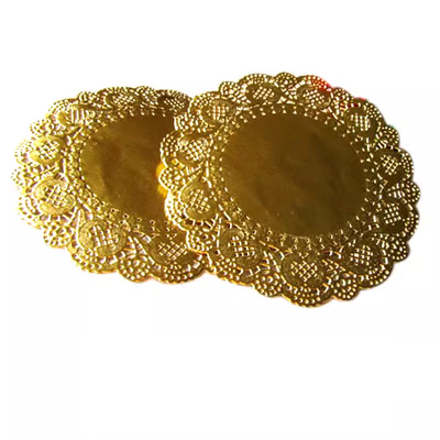 圆形金色6.5英寸锡箔通花纸花