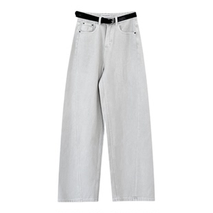 T-PLATFORM 2026早春新款白色裤子韩系松弛感穿搭显瘦牛仔裤68106