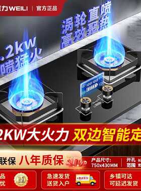 正品威力新一级能效新款天然气燃气灶家用厨房双灶台式嵌入式定时