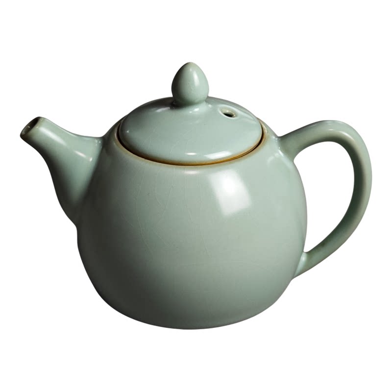 聚宝龙汝窑茶壶天青釉开片吉祥壶