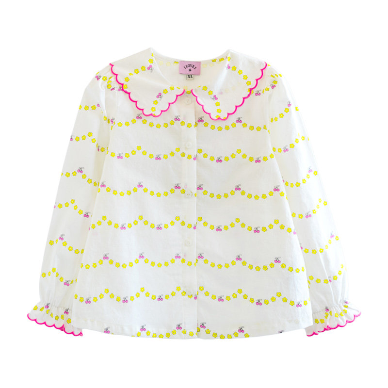 ILOVEJ韩国童装2026春季女童碎花衬衫纯棉上衣娃娃领衬衣/JXSTO58