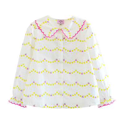 ILOVEJ女童碎花娃娃领衬衫