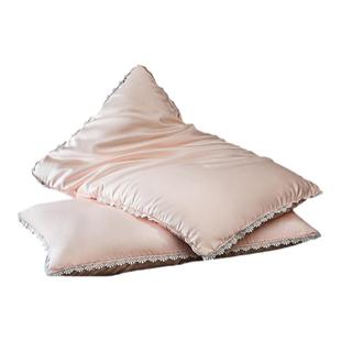 YOLANNA/欧恋纳桑蚕丝真丝枕头蕾丝边柔软亲肤透气天丝低矮高枕芯