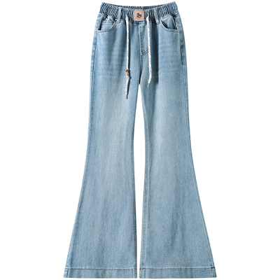 春秋新款高腰显瘦微喇牛仔裤女