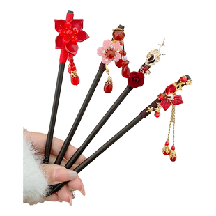 古风发簪儿童流苏步摇木簪女童新中式盘发发钗女孩马面裙簪子头饰