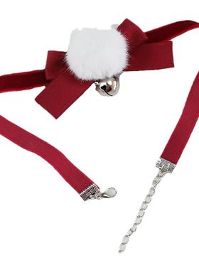 圣诞节铃铛锁骨链蝴蝶结丝绒可爱