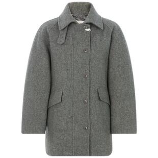 NOTHING WRITTEN 春季女士灰色复古小翻领毛呢大衣外套银泰百货