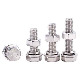 M18M20M22M24 316L不锈钢外六角螺丝螺母套装平弹垫组合加长螺杆