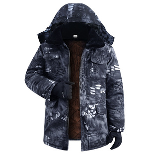 迷彩棉服男款冬季加绒保暖外套防寒棉大衣工装棉袄防水中长款棉衣