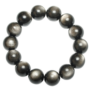 6A收藏级双银眼天然银耀石单圈手链黑曜石水晶单圈男女生日礼物