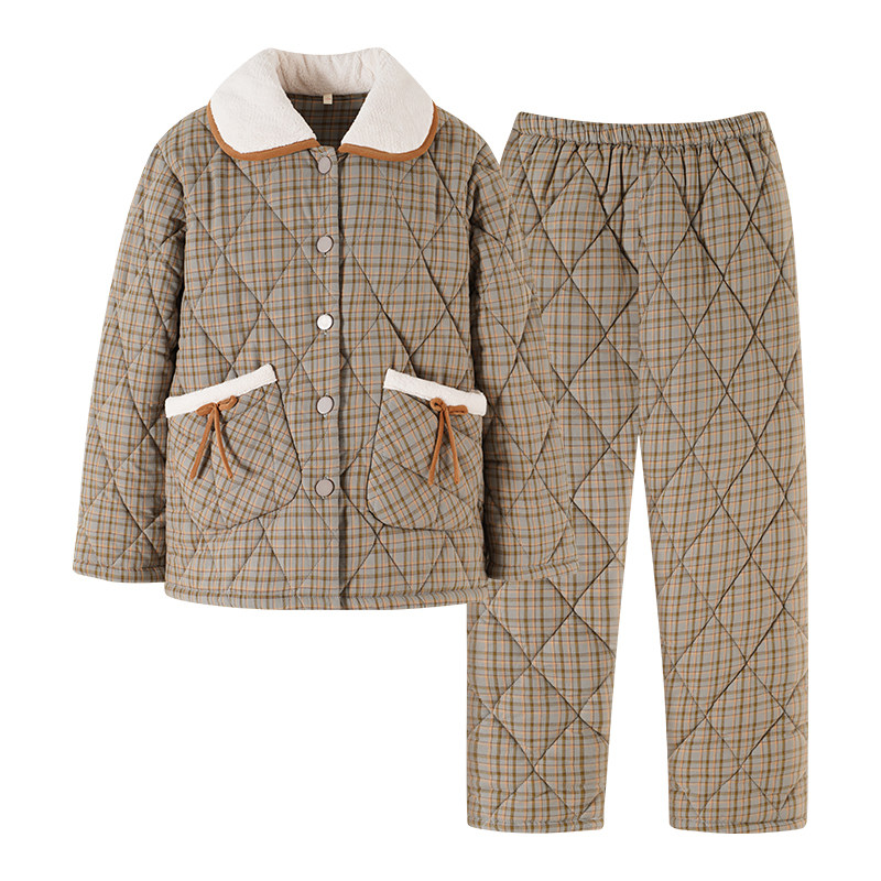 康汝雅冬季加厚纯棉布夹棉家居服