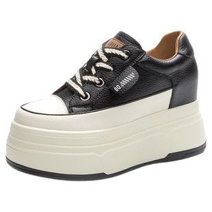 欧洲站真皮厚底小白鞋女2026春季新款小个子内增高休闲鞋女鞋爆款