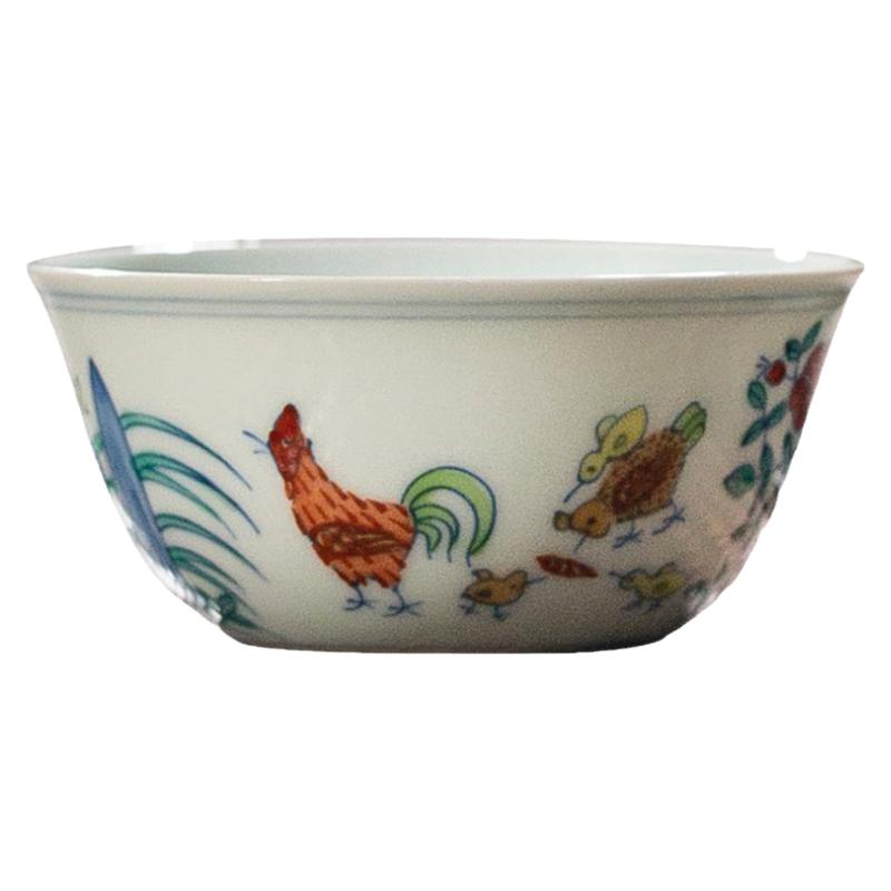 景德镇陶瓷鸡缸杯釉下彩成化斗彩纯手工主人杯大明景德镇纪念品