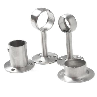 包邮不锈钢法兰座衣柜挂衣圆管托晾衣杆底座加厚毛巾杆吊座固定