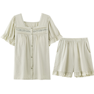 马克公主带胸垫睡衣女夏法式甜美少女纯棉清新田园风艺术生家居服