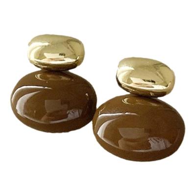 美拉德咖色豆豆耳钉高级感耳环