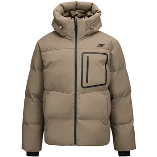 斯凯奇秋冬男款羽绒服短款外套防泼水抗静电抗菌保暖上衣时尚舒适